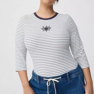 Torrid Fitted Black and White 3/4 Sleeve T-Shirt